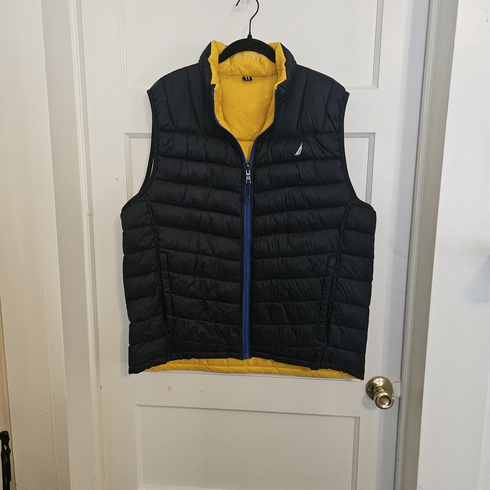 Nautica Dark Blue Quilted Vest Reversible!!!